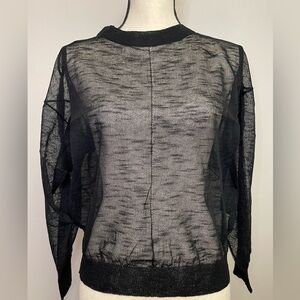 UNIQ Sheer Rayon Black Top Size S/M NWT
